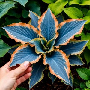 Хоста Океан Вью купить по цене от 960р. в интернет-магазине «Посадика» с доставкой почтой в в Кандалакшае и по всей России – [изображение №1].